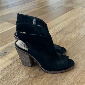 Black Suede Women's Peep-Toe Ankle Boots